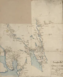 Geographische Karte über Ejdangerske Compagnie udi Tellemarkske Infanterie